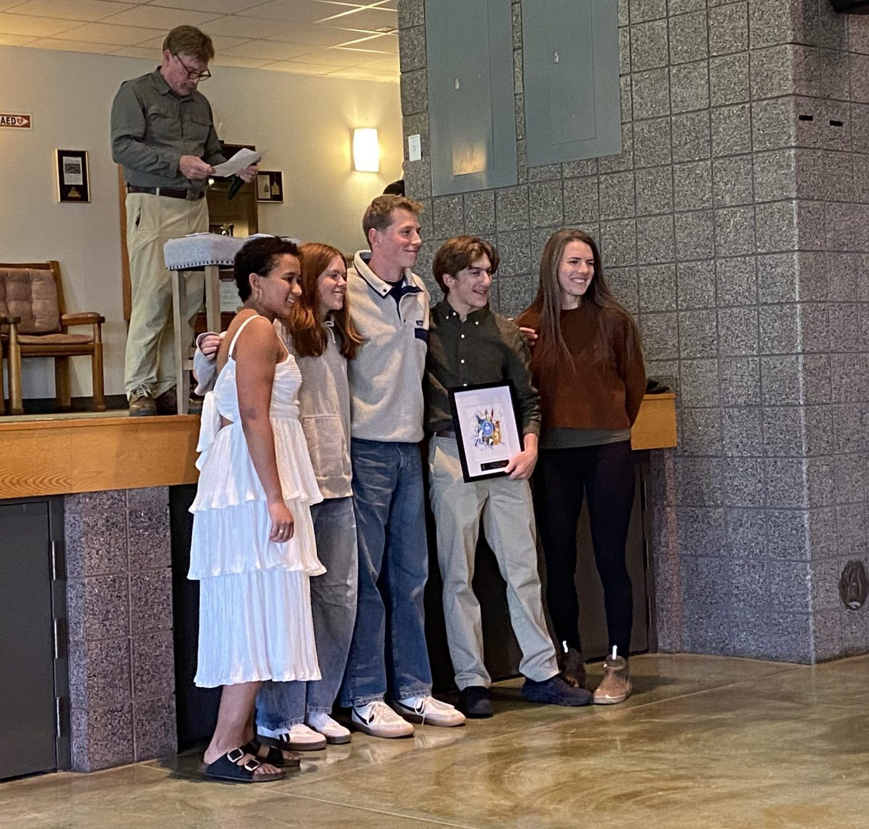 (L-R) Leadership Award nominees and recipient: Kate Pressgrove, Evelyn Harris, Lucas Fasio, Seth Rothchild, Abby Higes Ringquist.