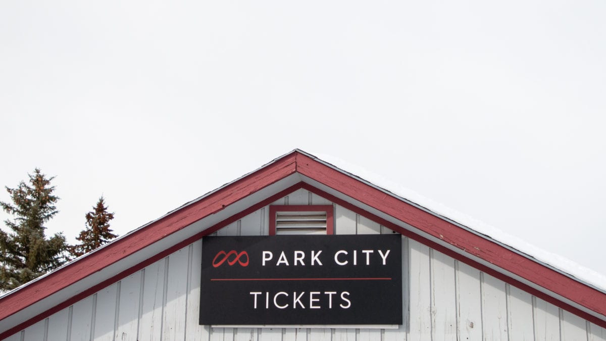 Park City Mountain base area ticket office.