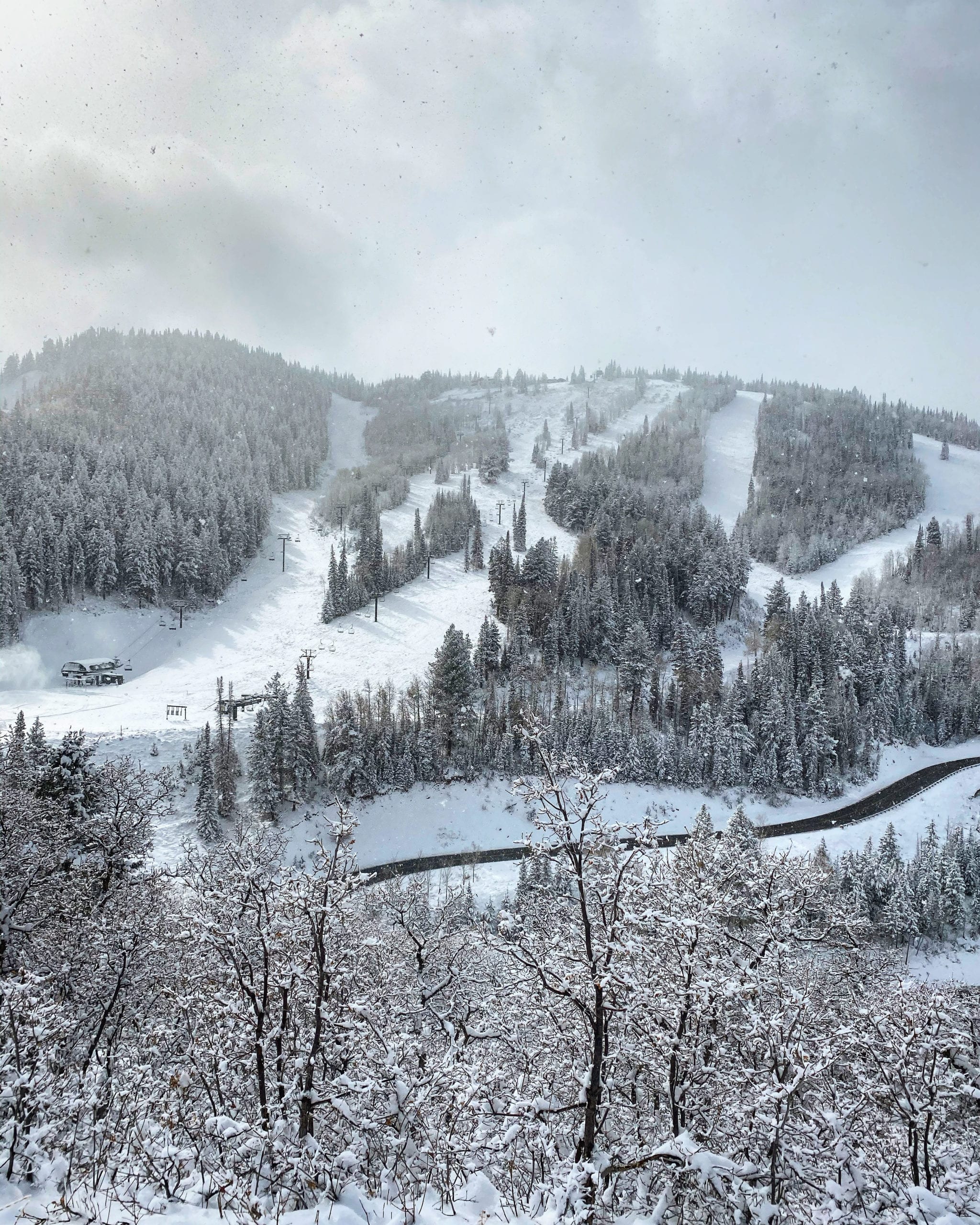 A photo of Deer Valley Resort in November 2020 after the first winter storms rolled through the area.