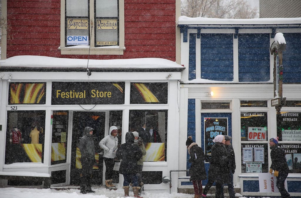 Guests outside the Festival Store on Main Street at the 2017 Sundance Film Festival.