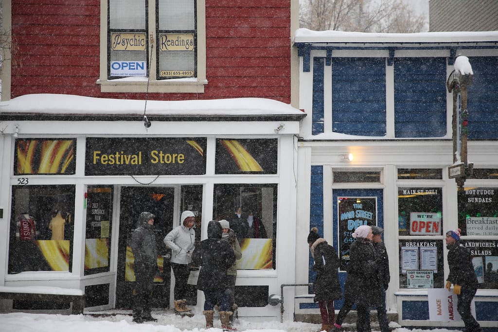 Guests outside the Festival Store on Main Street at the 2017 Sundance Film Festival.