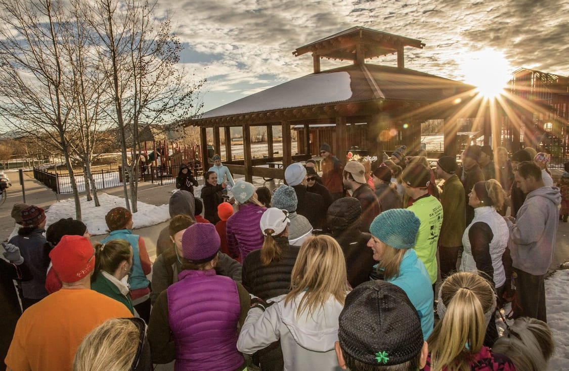 Runners huddle together awaiting the start of a past Park City Turkey Trot.