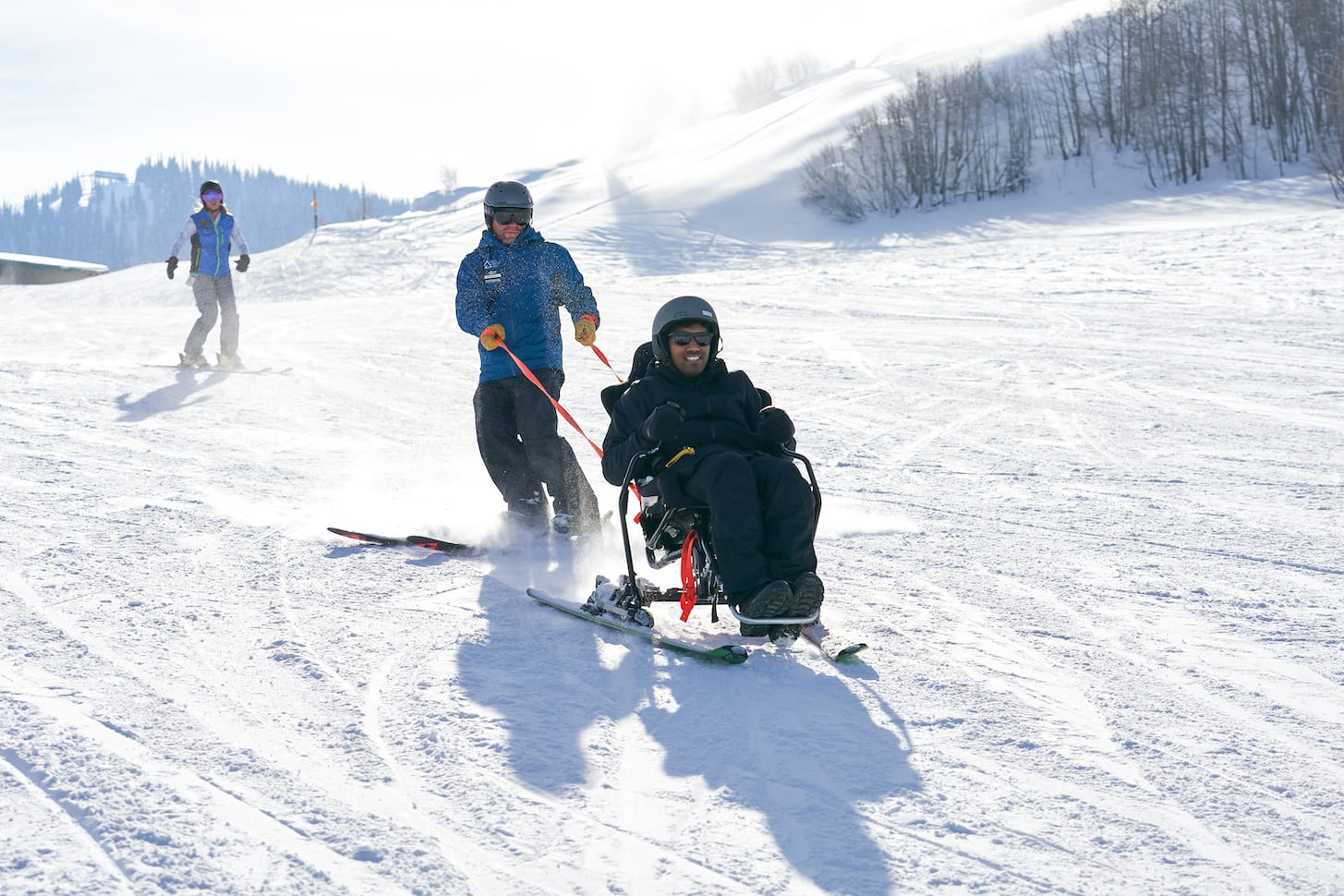 A glimpse at an adaptive bi-ski lesson from the 2019 ski season at Park City Mountain Resort.