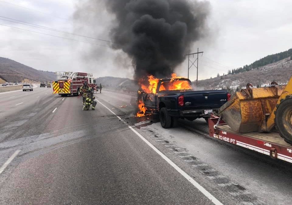 A photo of the vehicle fire on Thursday, Dec. 10 2020.