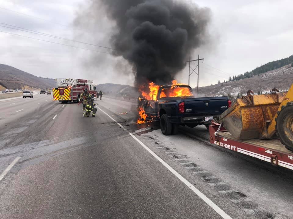 A photo of the vehicle fire on Thursday, Dec. 10 2020.