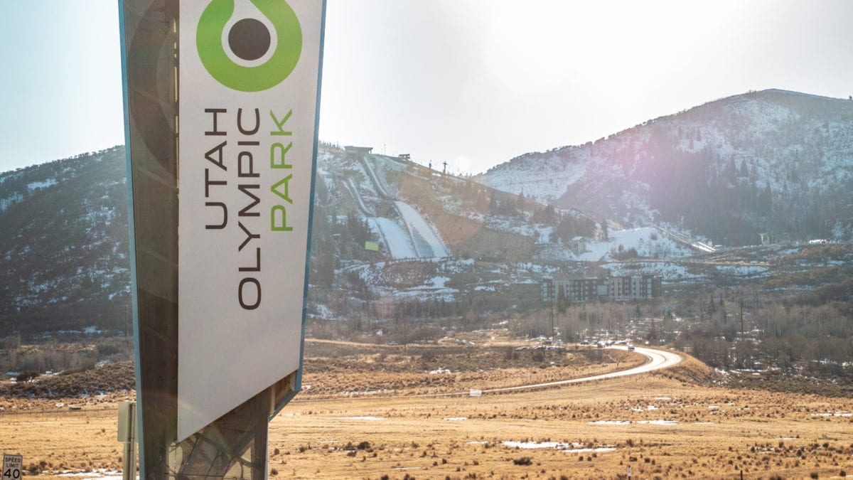 A photo of the entrance way to Utah Olympic Park.