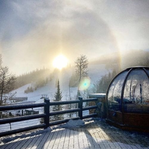 Soak up the sun and the views from the inside of an alpenglobe at Stein Eriksen Lodge.