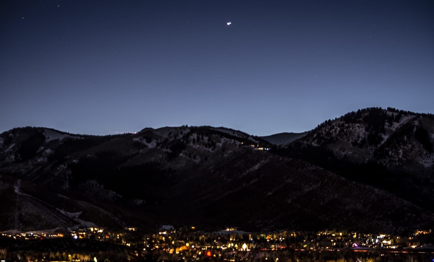 A view from Round Valley of the Christmas Star, an astrological phenomenon where Jupiter and Saturn appear extremely close to one another in the sky.