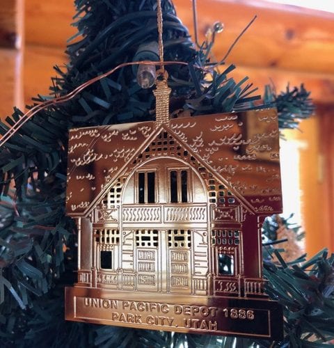 Park City Museum's early ornaments, such as this one from 1992, were stamped metal. 