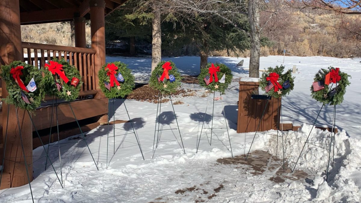 Wreaths honoring veterans who have been laid to rest at the Park City Cemetery.