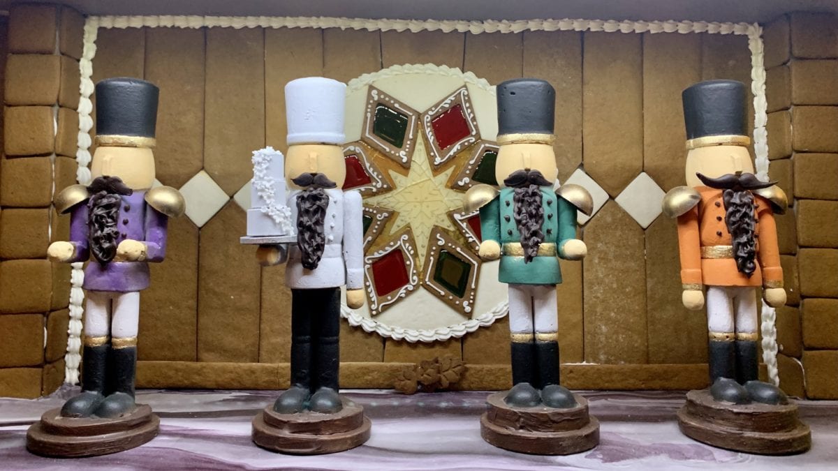 A few of the homemade nutcrackers on display at the Stein Eriksen Lodge at Deer Valley. Each nutcracker is made with three pounds of solid chocolate.