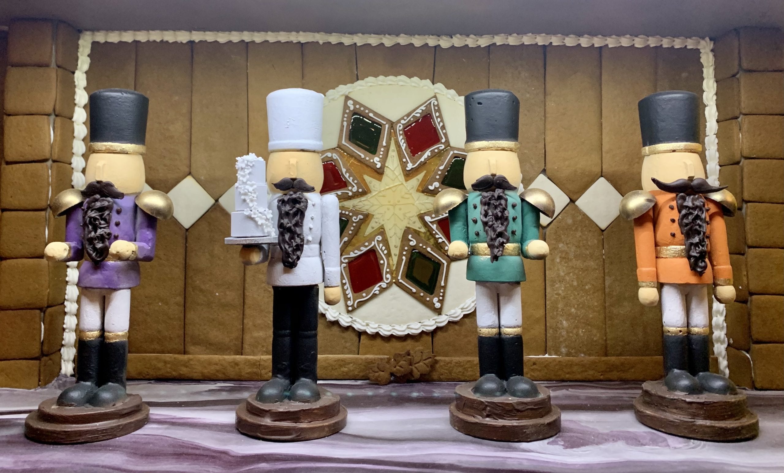 A few of the homemade nutcrackers on display at the Stein Eriksen Lodge at Deer Valley. Each nutcracker is made with three pounds of solid chocolate.