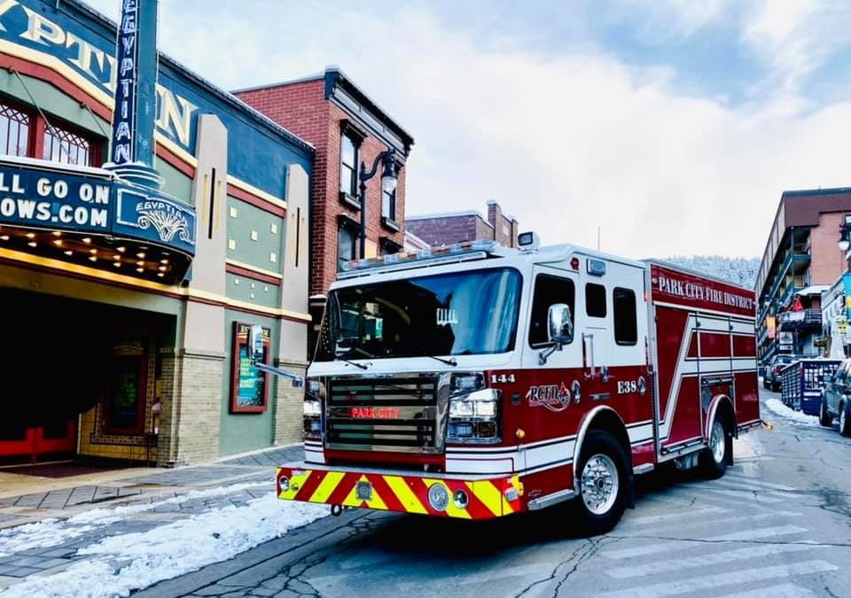 The Park City Fire District truck parked on Historic Main Street.