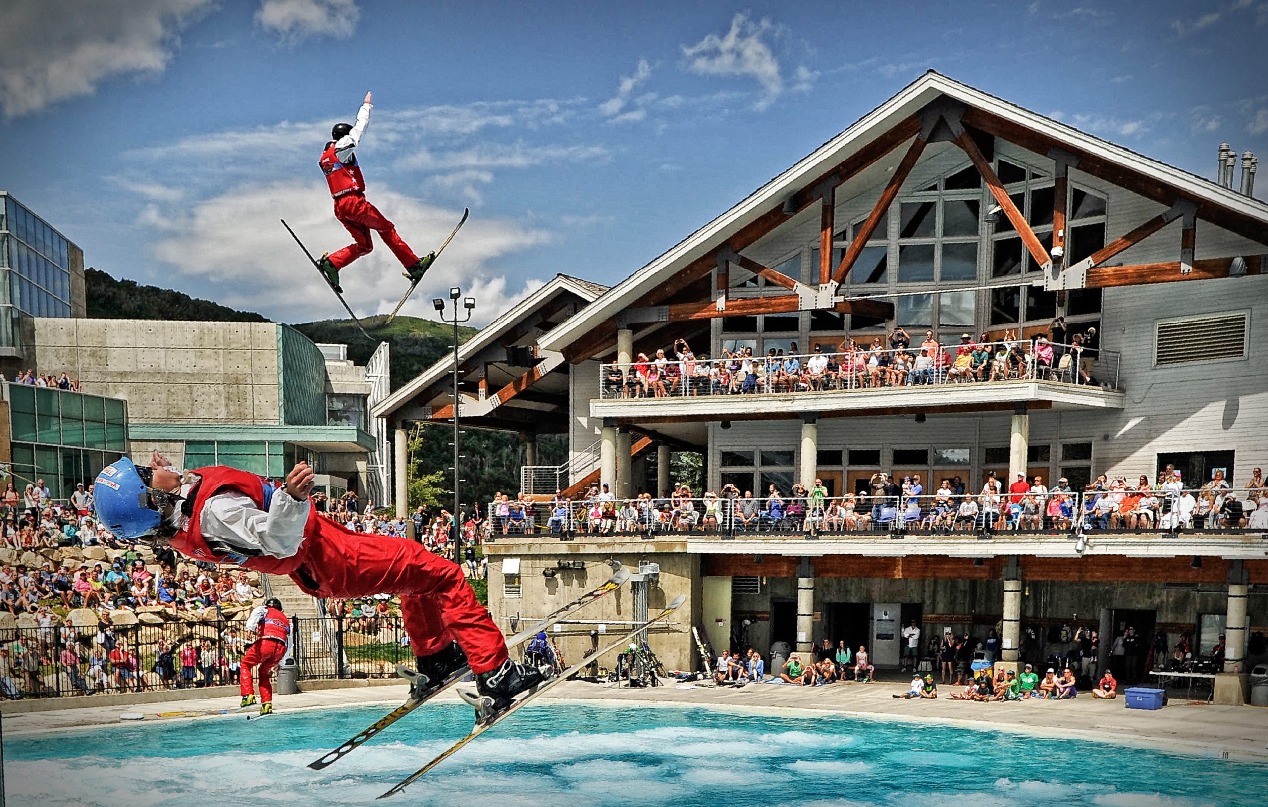 Summer ski shows as seen at the Utah Olympic Park.