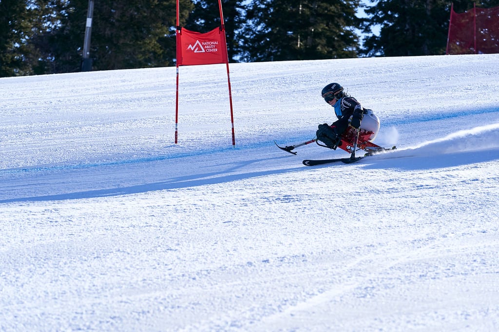 Saylor O'Brien racing Giant Slalom on day one of the 2020 Huntsman Cup.