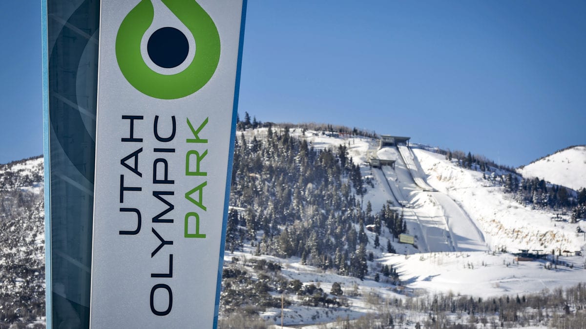 Utah Olympic Park from a distance in Park City.