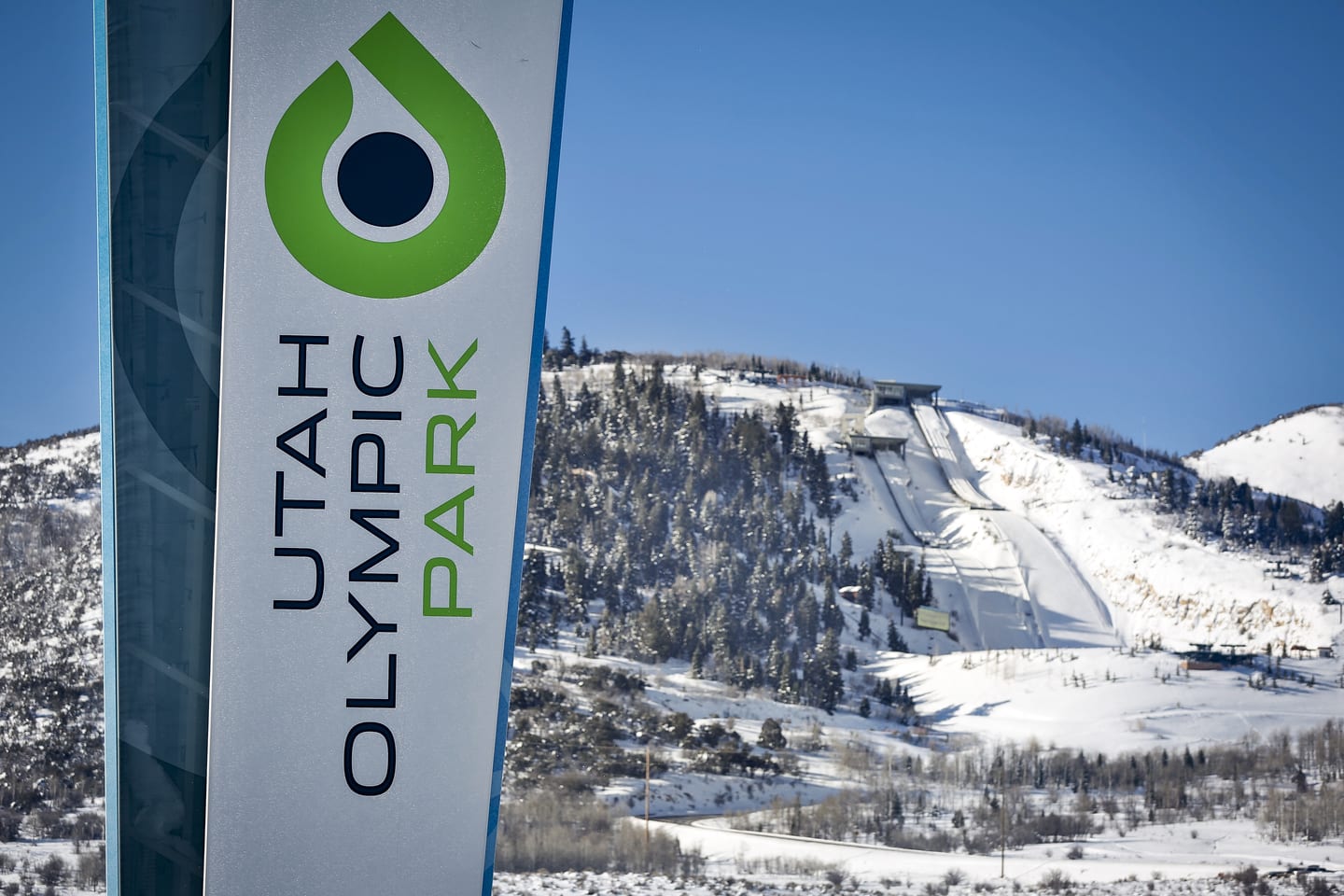 Utah Olympic Park from a distance in Park City.