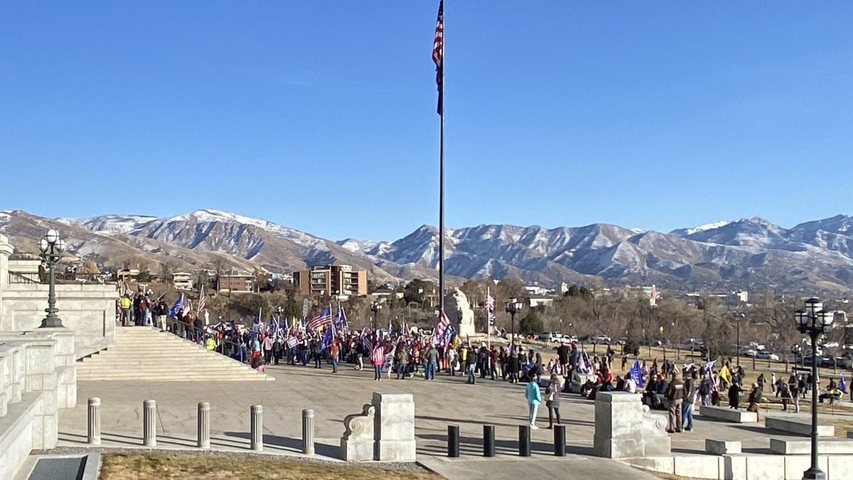 Protestors gathered at the steps of the Utah Capitol building this afternoon.
