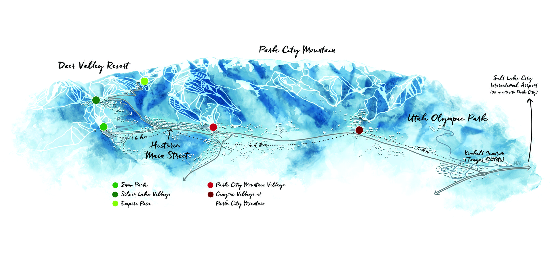 Winter Map if Park City, Utah