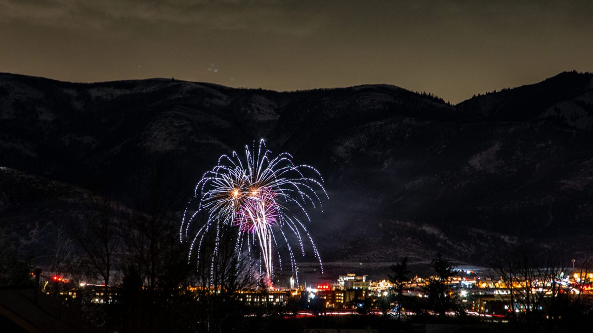 Fireworks in Park City in January to celebrate Utah's 125th Anniversary of statehood.