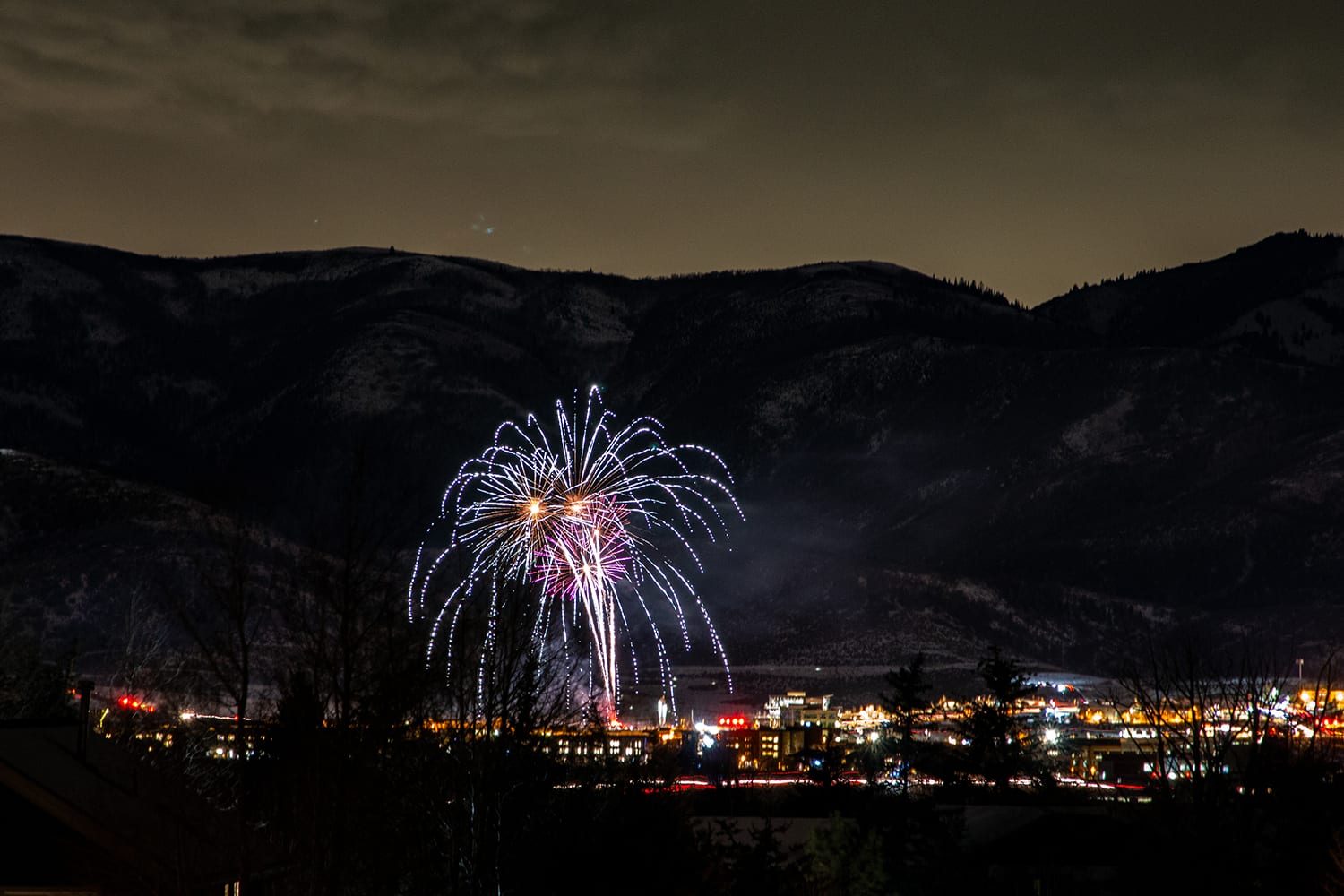 Fireworks in Park City in January to celebrate Utah's 125th Anniversary of statehood.