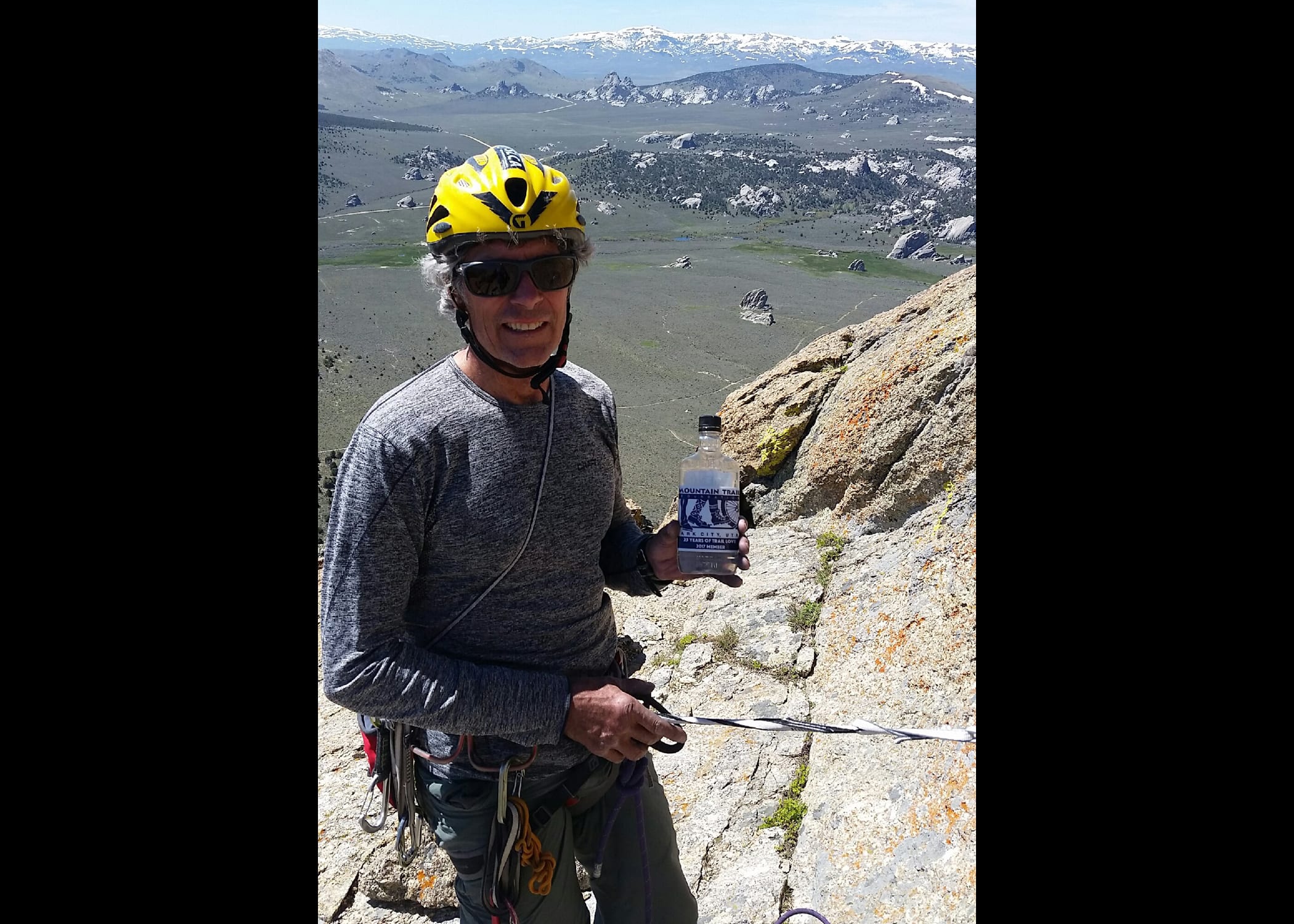 Charlie Sturgis rock climbing at Steinfells Dome at City of Rocks, Idaho.