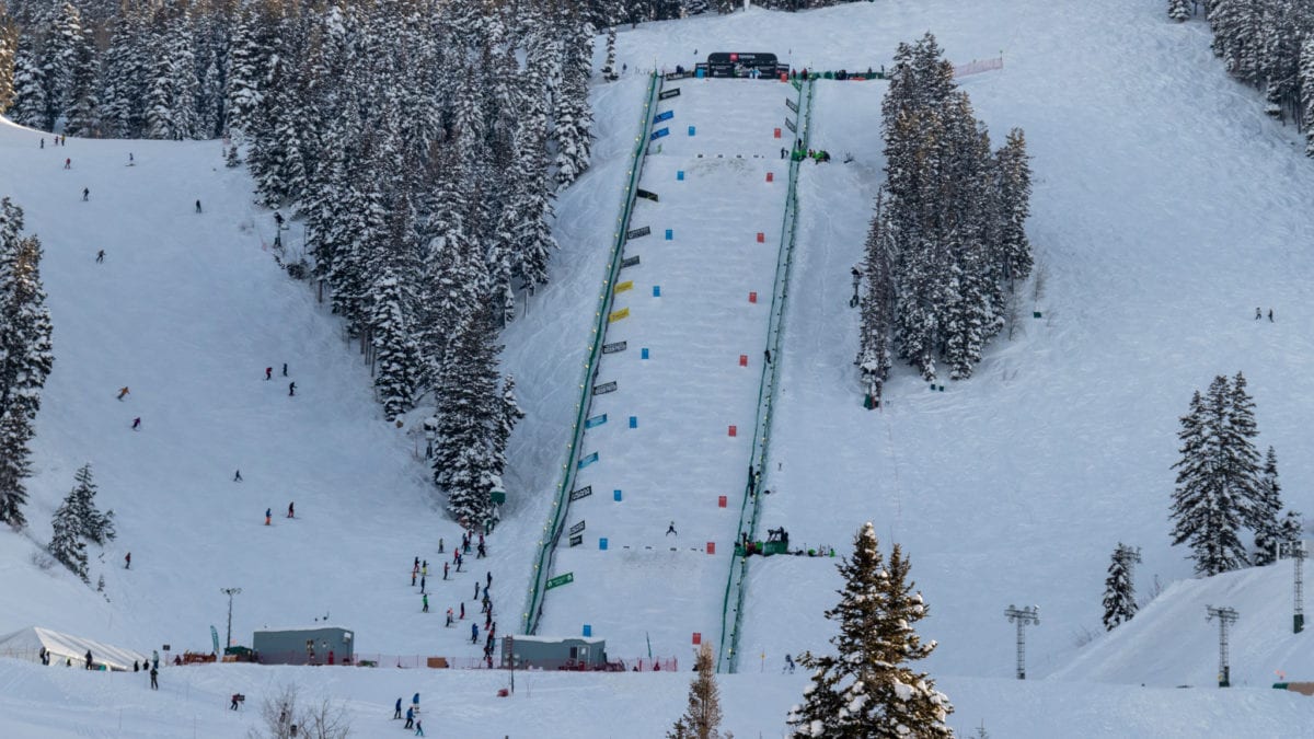 The 2019 World Moguls course at Deer Valley, Utah.