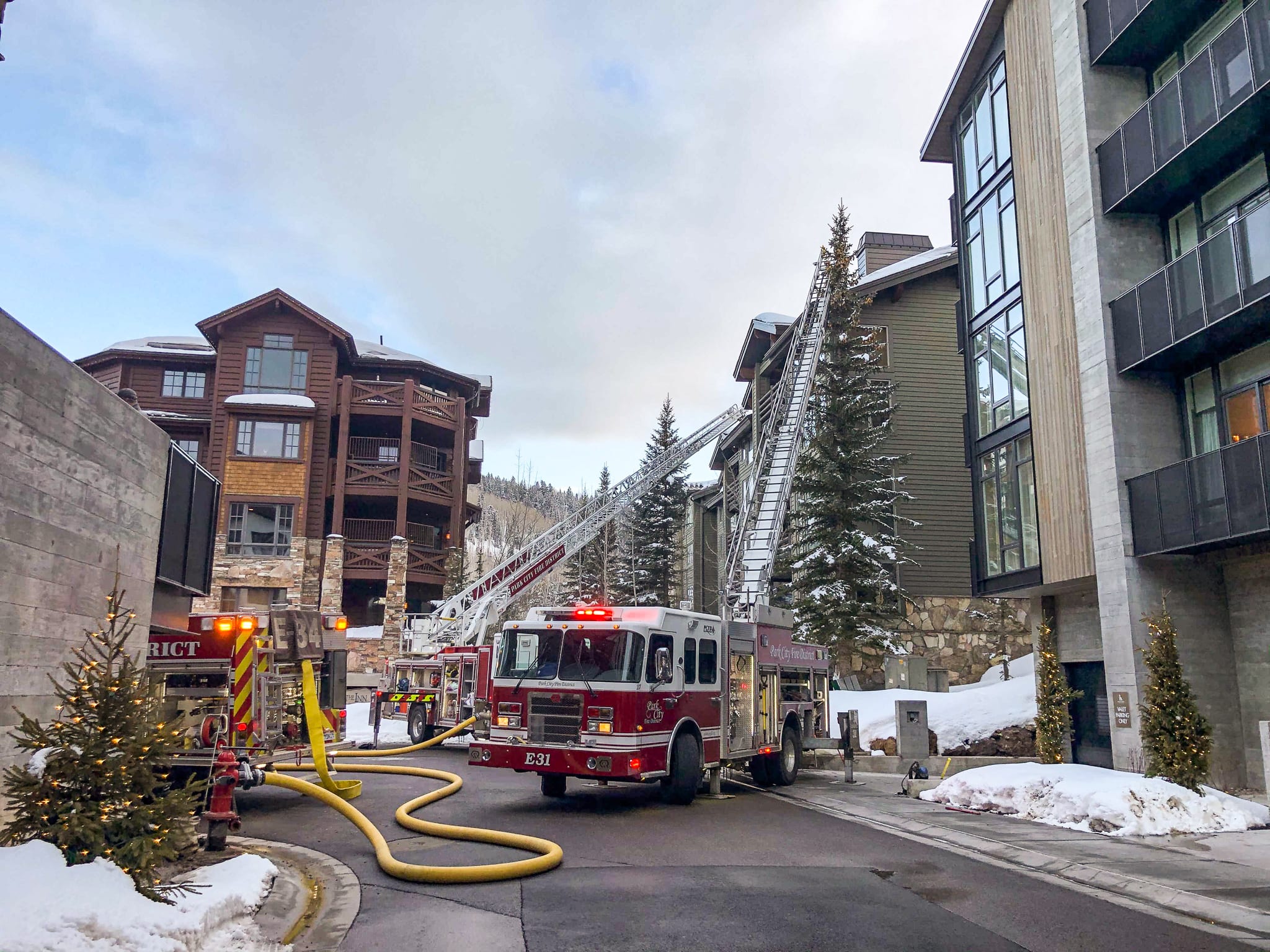 Park City Fire District ladder truck on scene