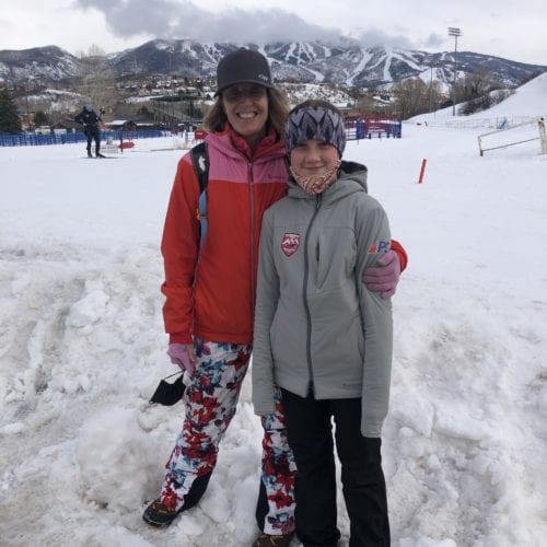 Josie Johnson with her mom, Stacey Johnson. Stacey could volunteer in Colorado because she got the weekend off from volunteering in Utah to administer COVID vaccinations. Photo: Michele Roepke 