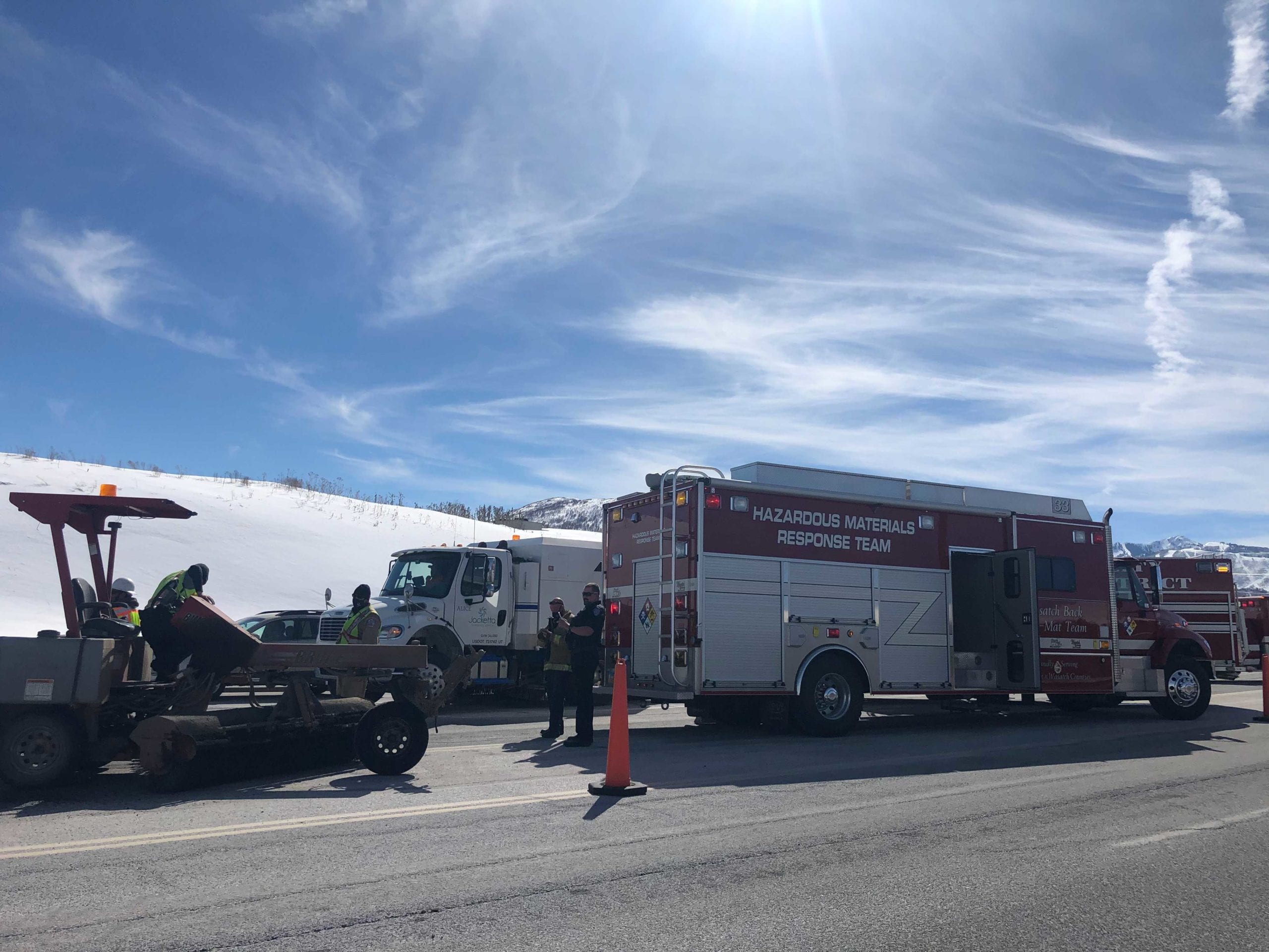 A hazardous material spill backs up traffic on S.R. 248 Tuesday afternoon.