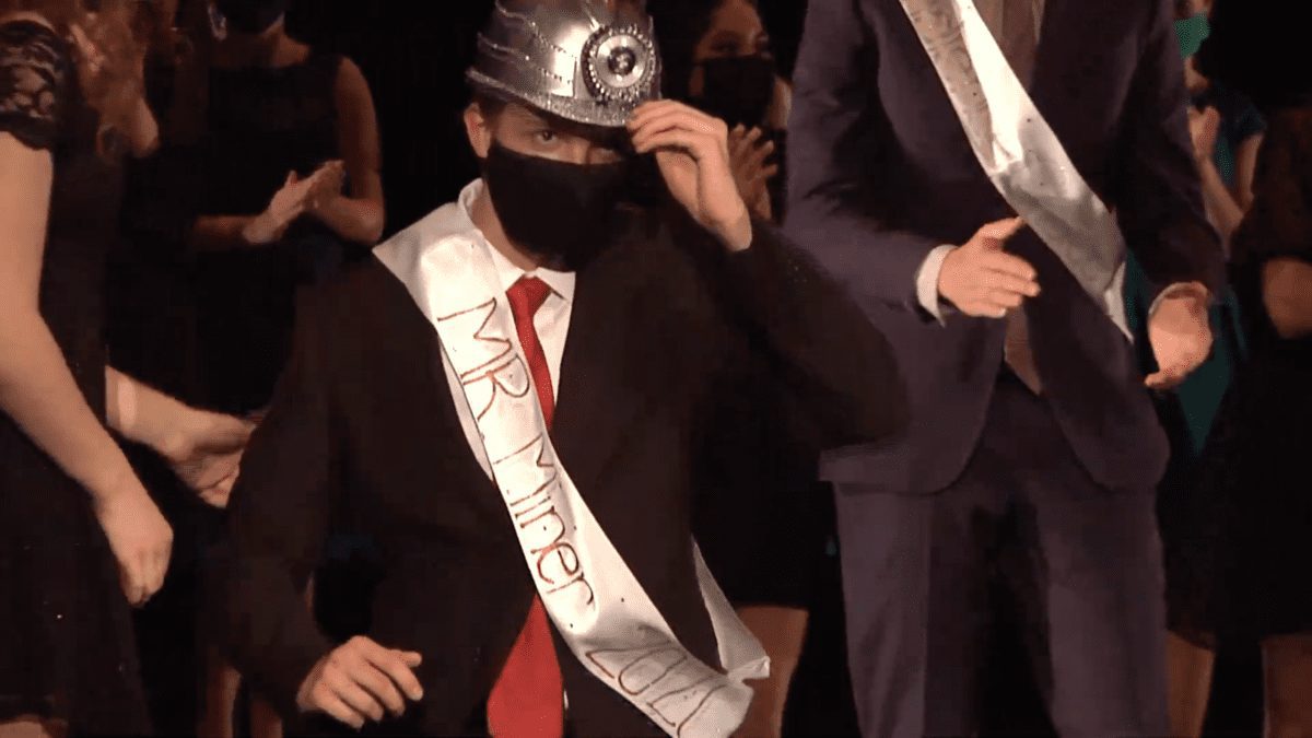 Slade Schemmer is crowned Mr. Miner 2021 Friday night at Park City High School.