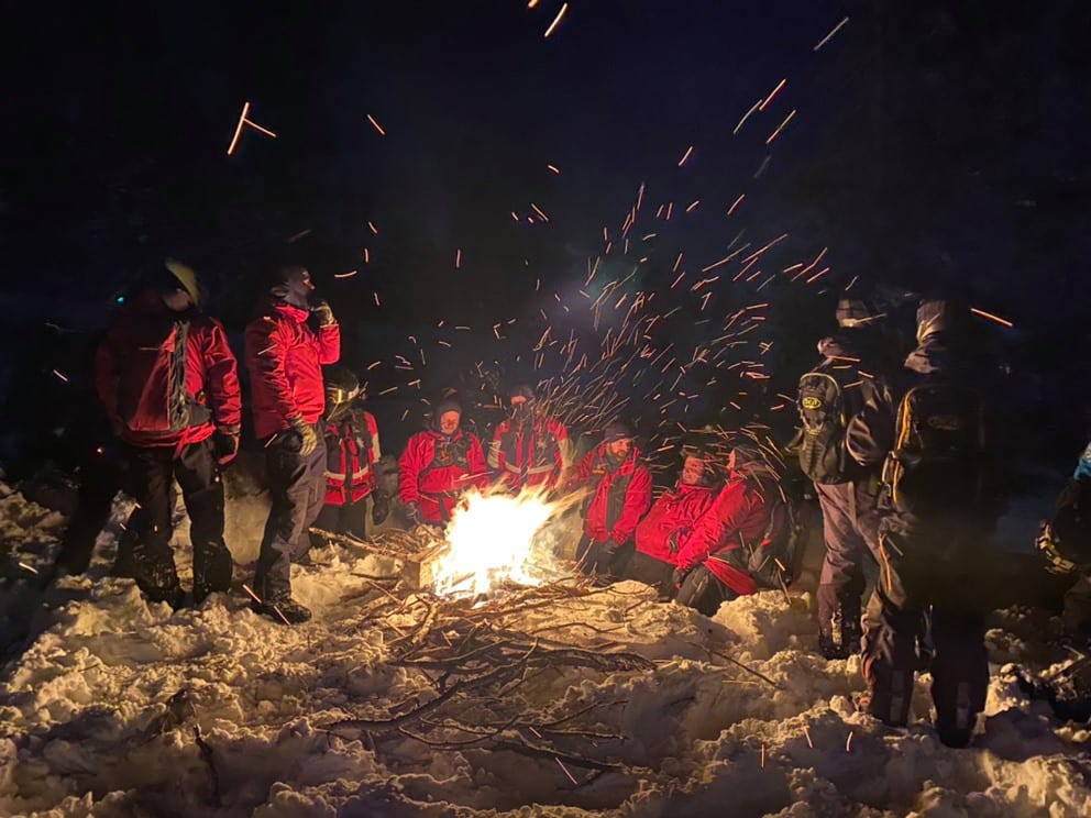 Last night's rescue of two stranded snowmobilers.