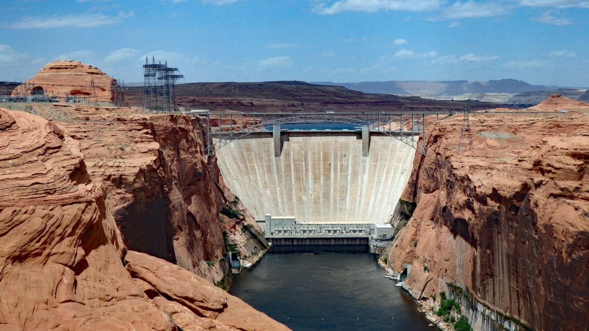 Glen Canyon Dam just downstream from Lake Powell