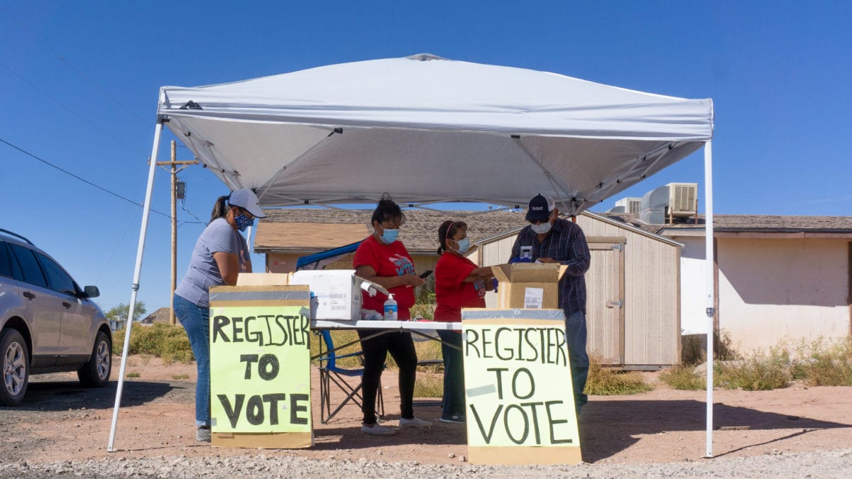 Members of the Rural Utah Project registering rural Utahns to vote.