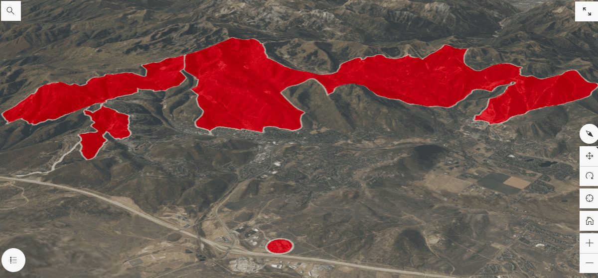 No-fly zones for drones in Park City include the red shaded areas pictured here, which are the ski resorts.