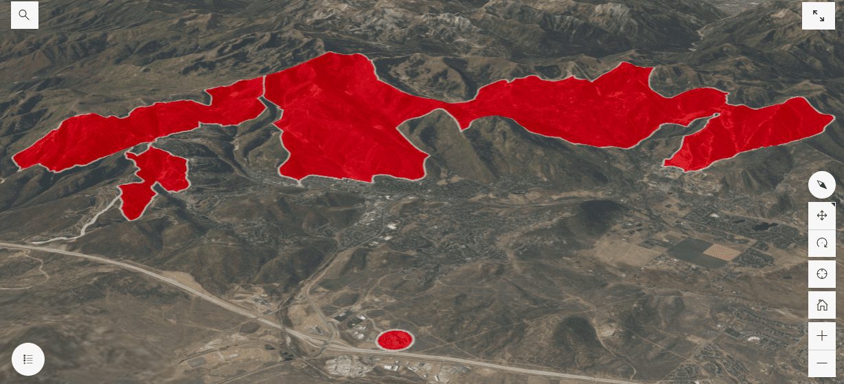 No-fly zones for drones in Park City include the red shaded areas pictured here, which are the ski resorts.