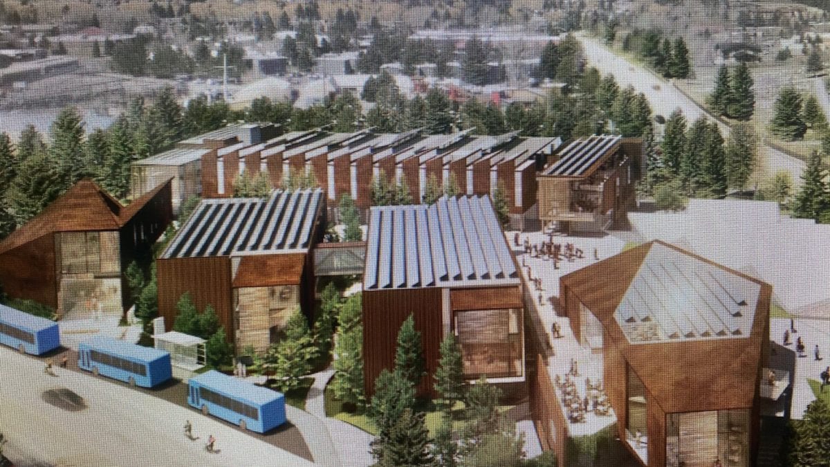An artist rendering of aerial view of the planned arts and culture district at Kearns and Bonanza.