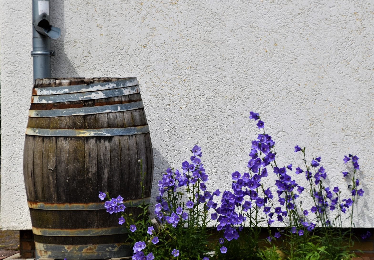 An image of an old school, original Rain Barrel.