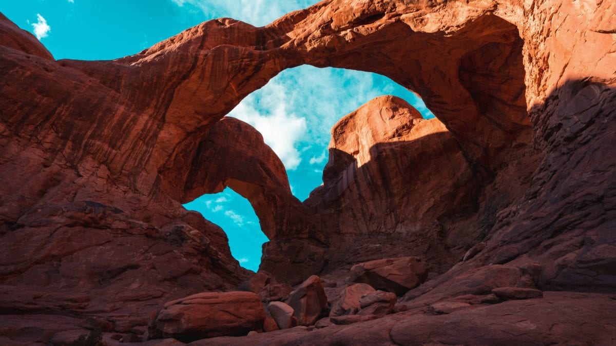 The big winner of the 2021 Arch Challenge, Double Arch, in Moab, Utah.