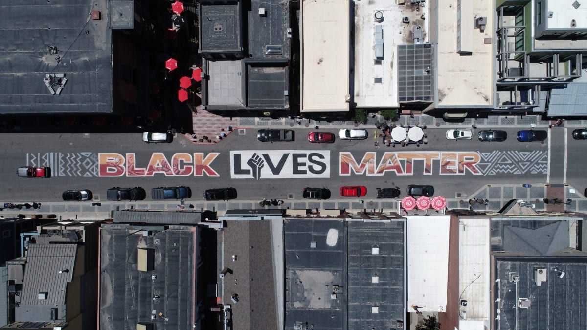 Aljay Fuimaono's Black Lives Matter mural prior to being vandalized on July 8, 2020.