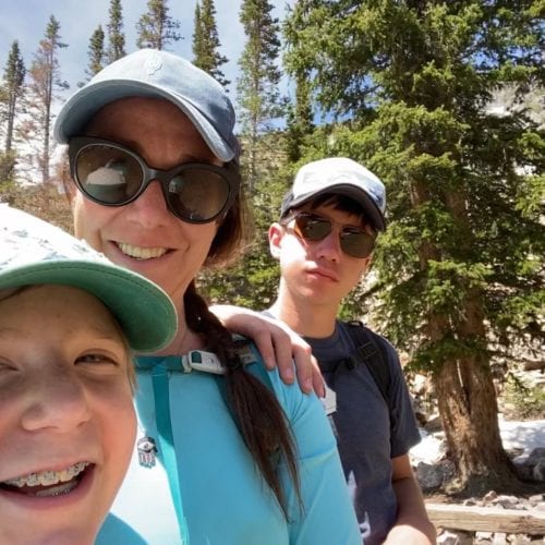 Casey Lebwohl (center) hiking with her 12 year old daughter Layla and her 15 year old son Zac. Both children plan on getting the COVID vaccine. Photo: Casey Lebwohl