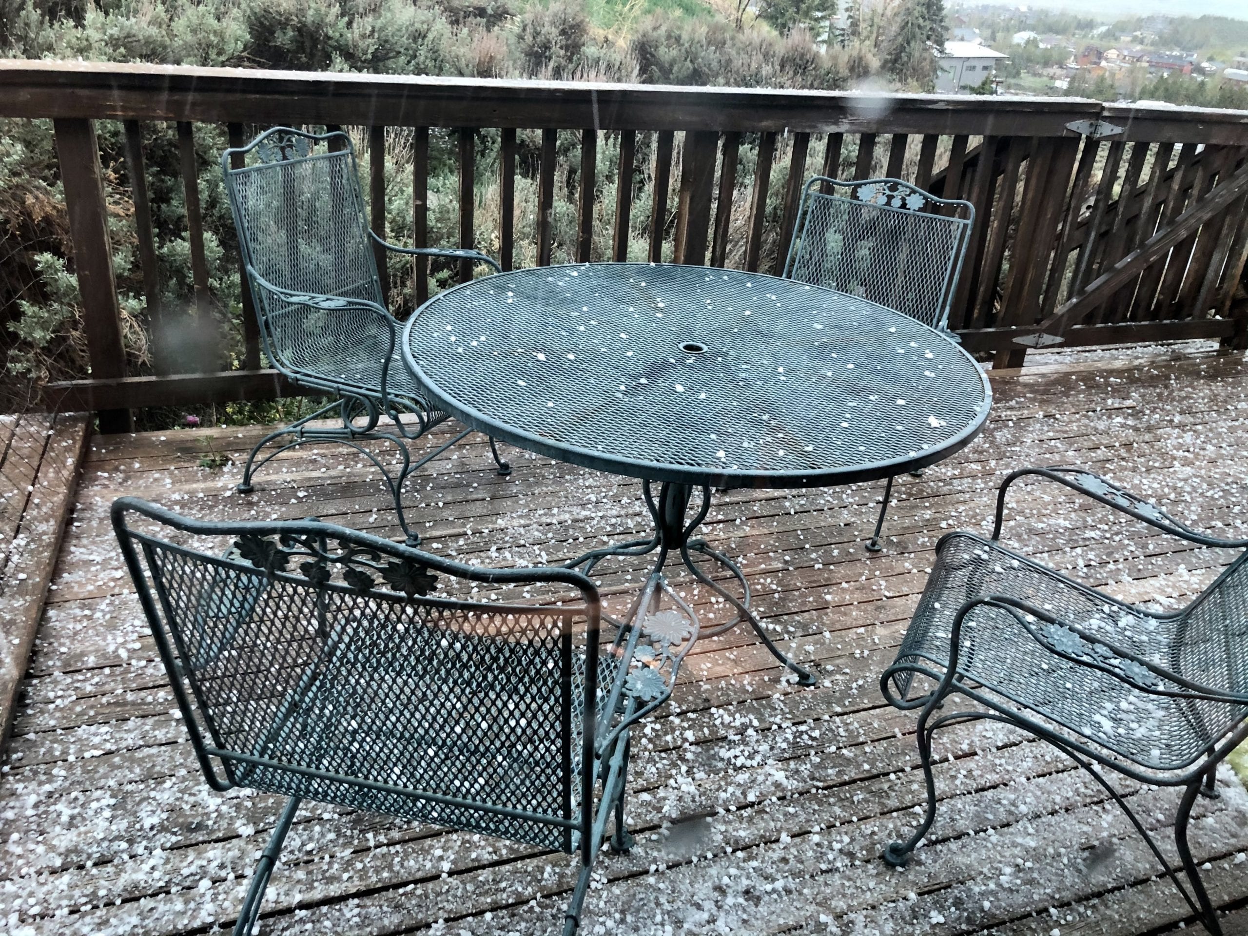 An afternoon hail storm had standing water on many streets Monday.