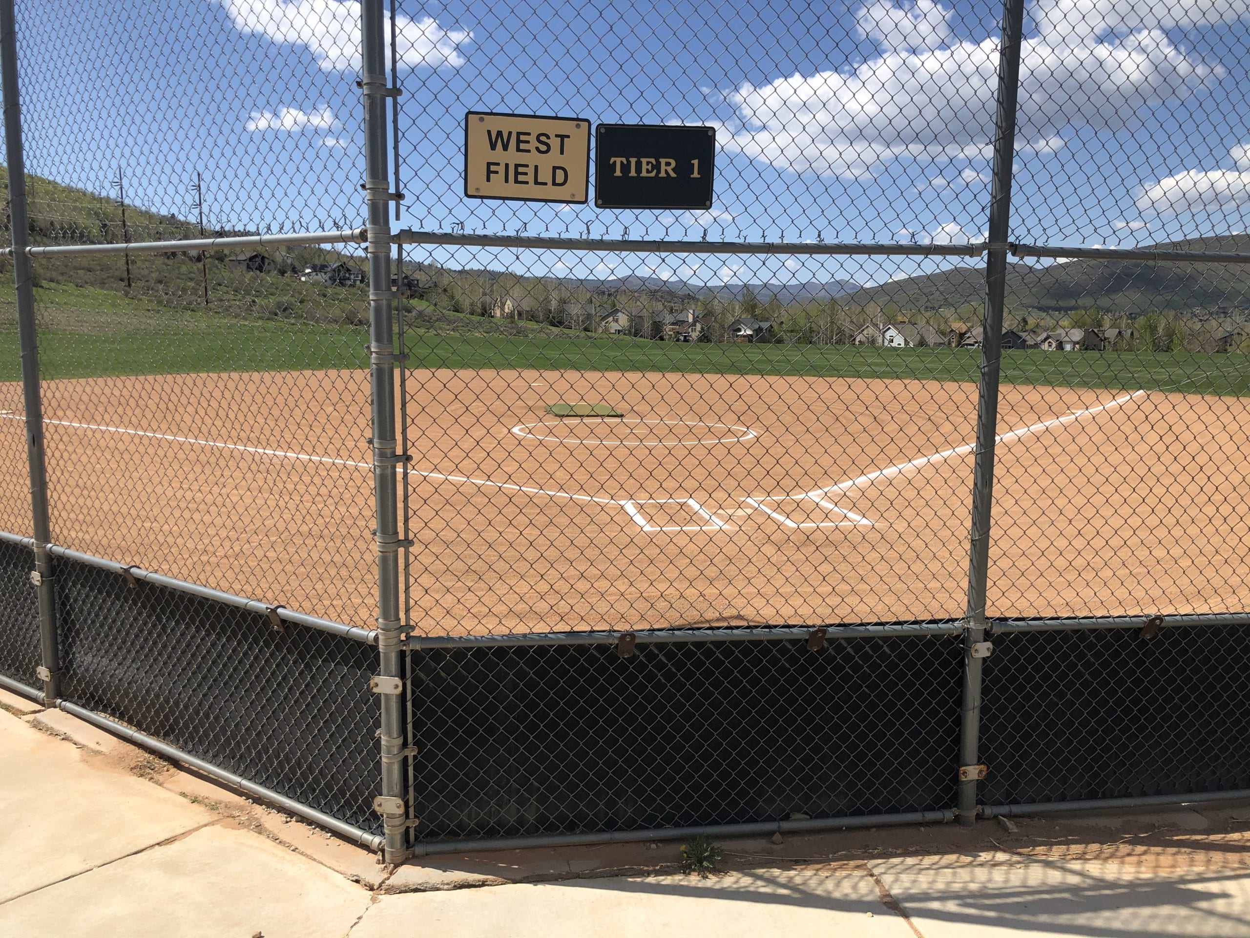 Freshly painted baseball lines.