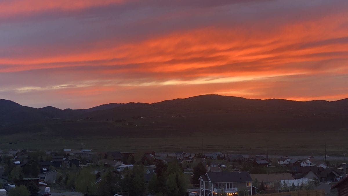 Tonight's sun setting, simultaneous to the Jazz game, above the exact Park City mountain where Utah Jazz former star Mark Eaton died last night.