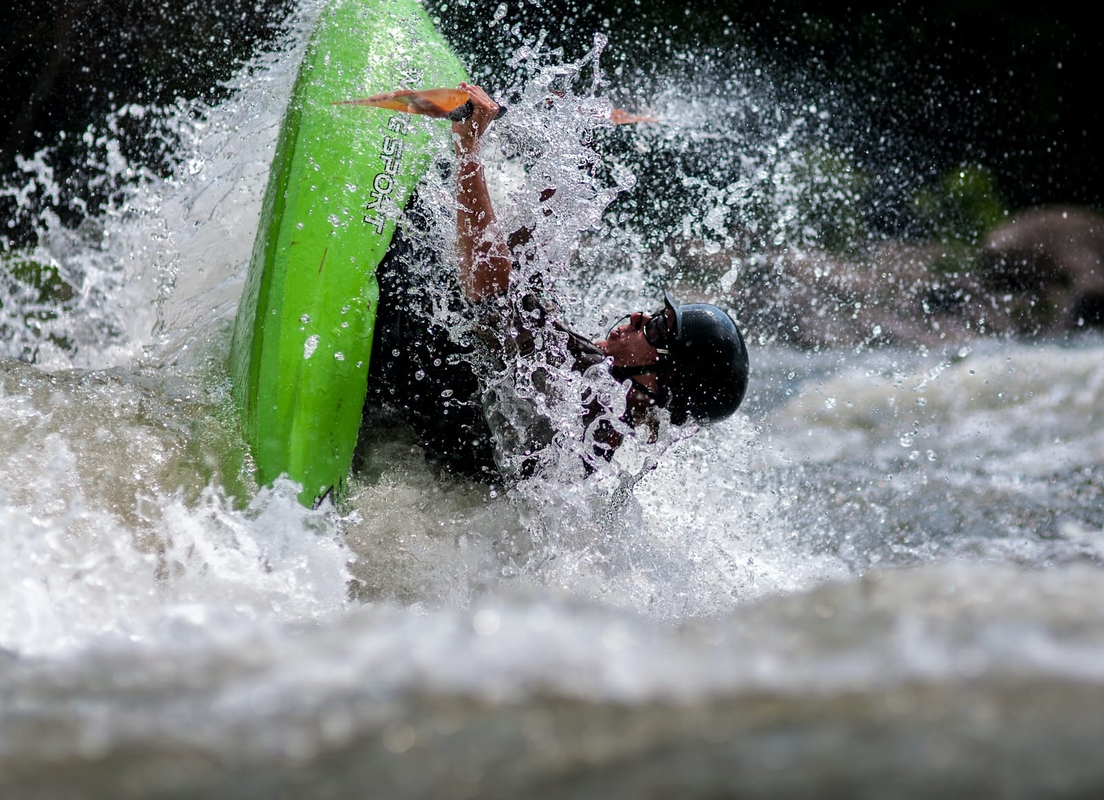 White water kayak racing. at Bridal Veil Falls