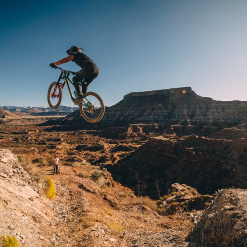 Hannah Bergemann tests out her line at Red Bull Formation 2019 in Virgin, Utah.