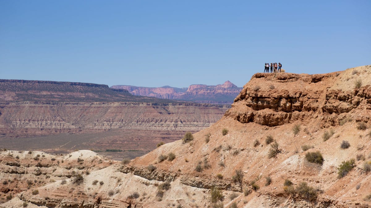 Athletes and diggers scope the course at Red Bull Formation in Virgin, Utah.
