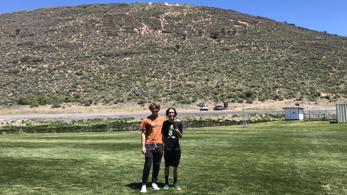 Sam Kroon and Jaden Mitchell after hiking down from the top of PC Hill.