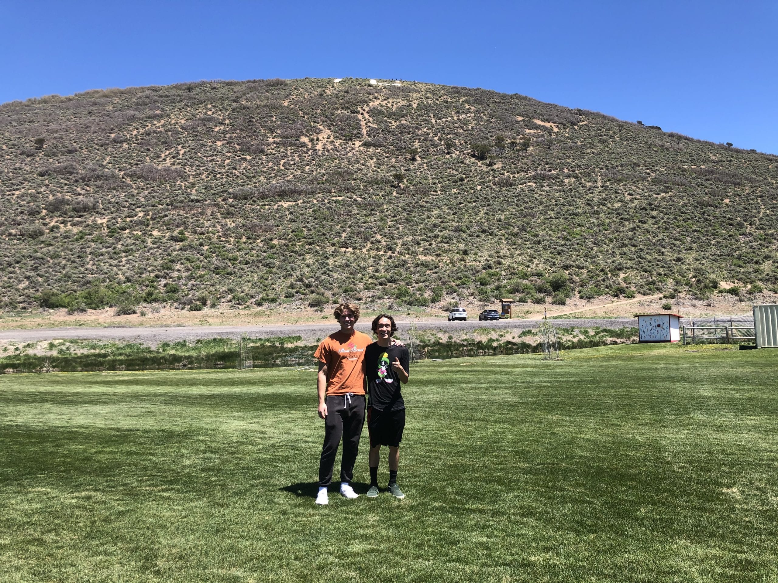 Sam Kroon and Jaden Mitchell after hiking down from the top of PC Hill.