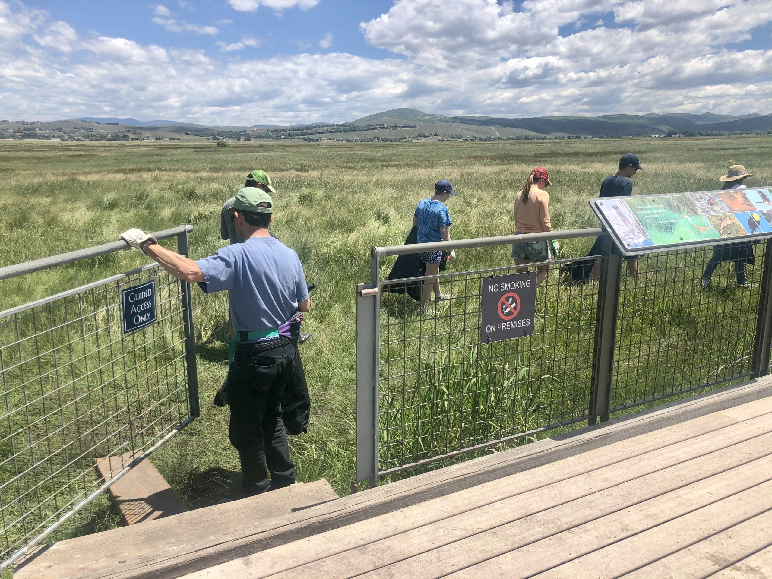 Volunteers getting the privilege of being let through the gates of the Swaner Preserve and Ecocenter.